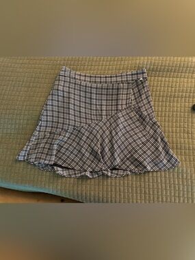 Michael Kors Black & White Plaid Mini Skirt